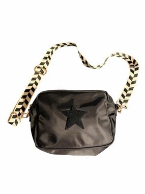 Bloc Bags Nylon Crossbody with Star Detail and Patterned Shoulder Strap
